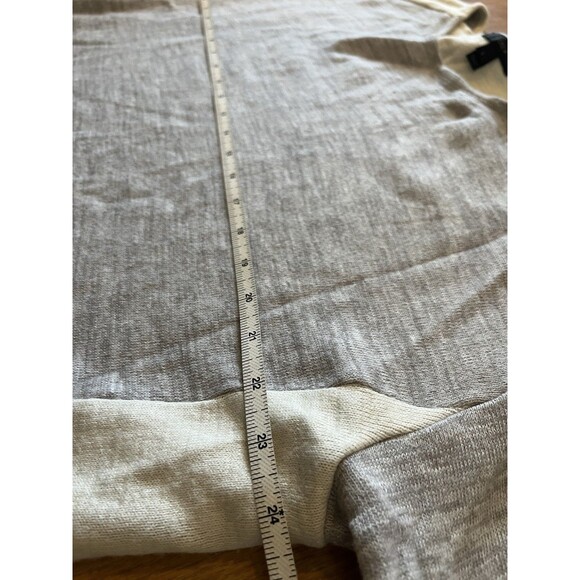 J Crew Gray Cream Color Block Boxy Wool Blend Sweater Size Large - Picture 8 of 8